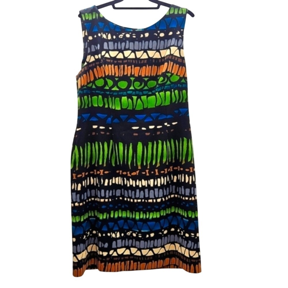 Connected Apparel Abstract Print Sleeveless Dress Colorful Work Party Cocktail